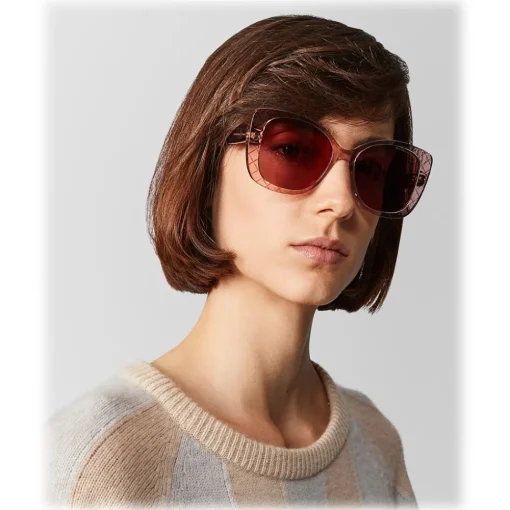 Bottega Veneta - Acetate Square Oversize Sunglasses - Pink - Sunglasses - Eyewear - Avvenice
