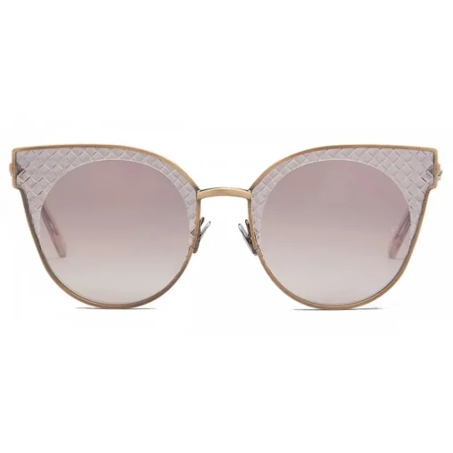 Bottega Veneta - Cross Metal Cat Eye Sunglasses - Bronze - Sunglasses - Eyewear - Avvenice