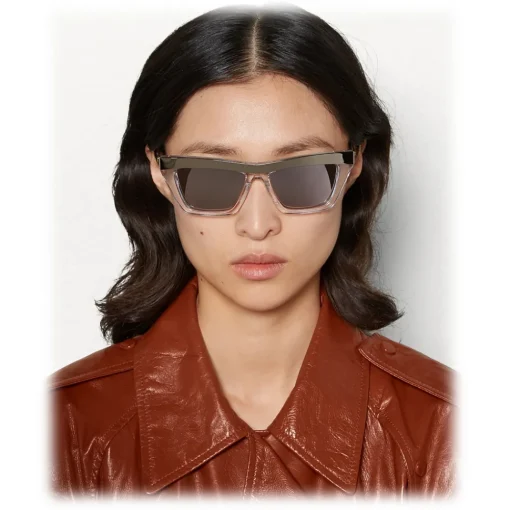 Bottega Veneta - D-Frame Sunglasses - Silver White - Sunglasses - Eyewear - Avvenice
