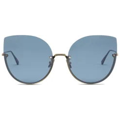 Bottega Veneta - Light Metal Cat Eye Sunglasses - Blue - Sunglasses - Eyewear - Avvenice