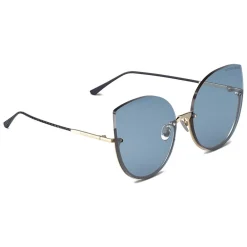 Bottega Veneta - Light Metal Cat Eye Sunglasses - Blue - Sunglasses - Eyewear - Avvenice