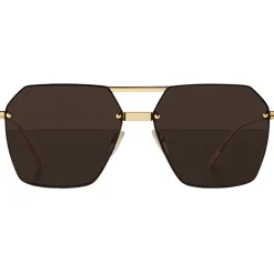 Bottega Veneta - Metal Angular Sunglasses - Grey Gold - Sunglasses - Eyewear - Avvenice