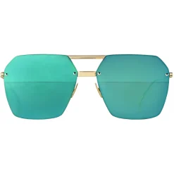 Bottega Veneta - Metal Angular Sunglasses - Green Gold - Sunglasses - Eyewear - Avvenice