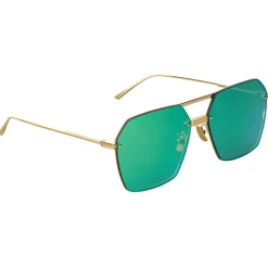 Bottega Veneta - Metal Angular Sunglasses - Green Gold - Sunglasses - Eyewear - Avvenice
