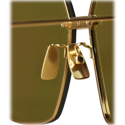 Bottega Veneta - Metal Angular Sunglasses - Green Gold - Sunglasses - Eyewear - Avvenice