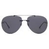Bottega Veneta - Metal Aviator Sunglasses - Silver Grey - Sunglasses - Eyewear - Avvenice