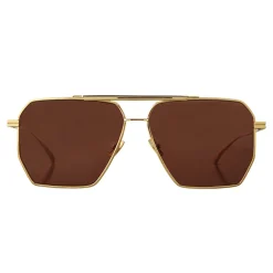 Bottega Veneta - Metal Aviator Sunglasses - Gold Light Brown - Sunglasses - Eyewear - Avvenice^ Sunglasses & Eyewear