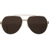 Bottega Veneta - Metal Aviator Sunglasses - Brown Gold - Sunglasses - Eyewear - Avvenice^ Sunglasses & Eyewear