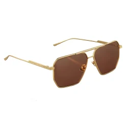 Bottega Veneta - Metal Aviator Sunglasses - Gold Light Brown - Sunglasses - Eyewear - Avvenice^ Sunglasses & Eyewear