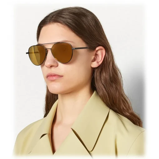 Bottega Veneta - Metal Aviator Sunglasses - Black Gold - Sunglasses - Eyewear - Avvenice