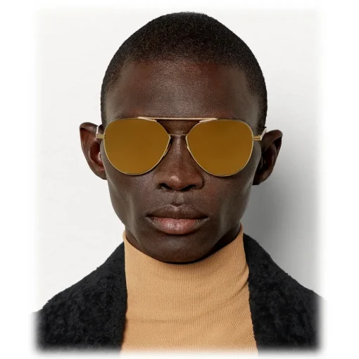 Bottega Veneta - Metal Aviator Sunglasses - Shiny Gold - Sunglasses - Eyewear - Avvenice^ Sunglasses & Eyewear