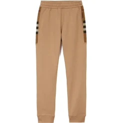 Burberry - Check Panel Cotton Blend Jogging Pants - Camel - Exclusive Collection - Avvenice^ Trousers