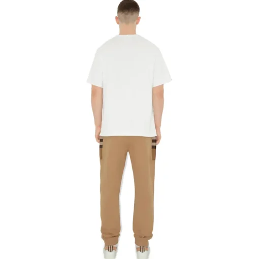 Burberry - Check Panel Cotton Blend Jogging Pants - Camel - Exclusive Collection - Avvenice^ Trousers