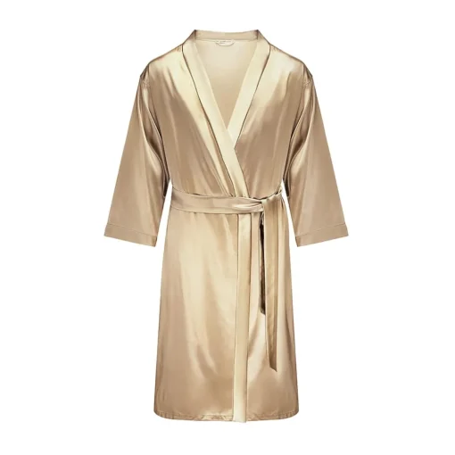 by Dariia Day - Long Silk Robe - French Beige - Fashion - New Collection - Mulberry Silk - Artisan Silk Robe - Luxury - Avvenice^ Shirts