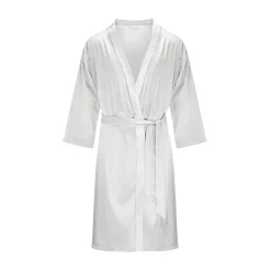 by Dariia Day - Long Silk Robe - Silver Grey - Fashion - New Collection - Mulberry Silk - Artisan Silk Robe - Luxury - Avvenice^ Shirts