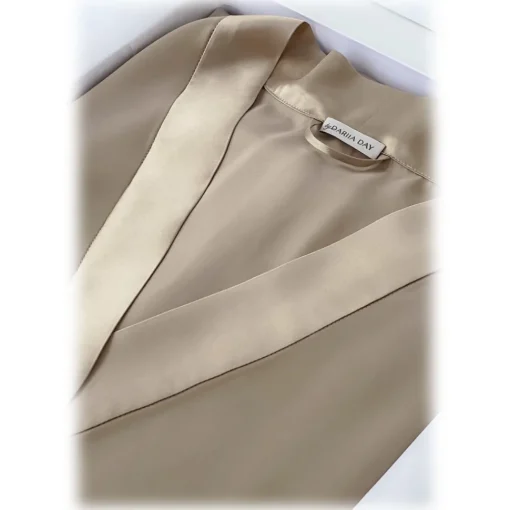 by Dariia Day - Long Silk Robe - French Beige - Fashion - New Collection - Mulberry Silk - Artisan Silk Robe - Luxury - Avvenice^ Shirts