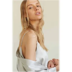 by Dariia Day - Long Silk Robe - Silver Grey - Fashion - New Collection - Mulberry Silk - Artisan Silk Robe - Luxury - Avvenice^ Shirts
