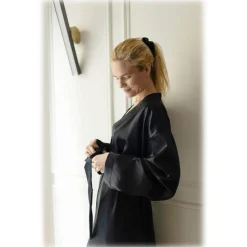 by Dariia Day - Long Silk Robe - Midnight Black - Fashion - New Collection - Mulberry Silk - Artisan Silk Robe - Luxury - Avvenice
