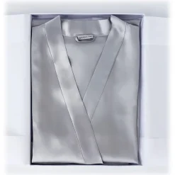 by Dariia Day - Long Silk Robe - Silver Grey - Fashion - New Collection - Mulberry Silk - Artisan Silk Robe - Luxury - Avvenice^ Shirts