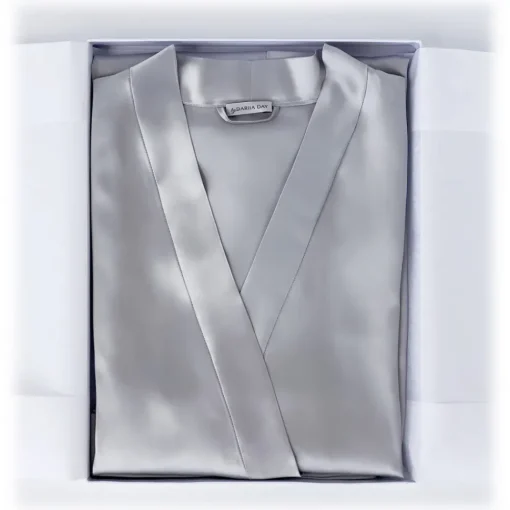 by Dariia Day - Long Silk Robe - Silver Grey - Fashion - New Collection - Mulberry Silk - Artisan Silk Robe - Luxury - Avvenice^ Shirts