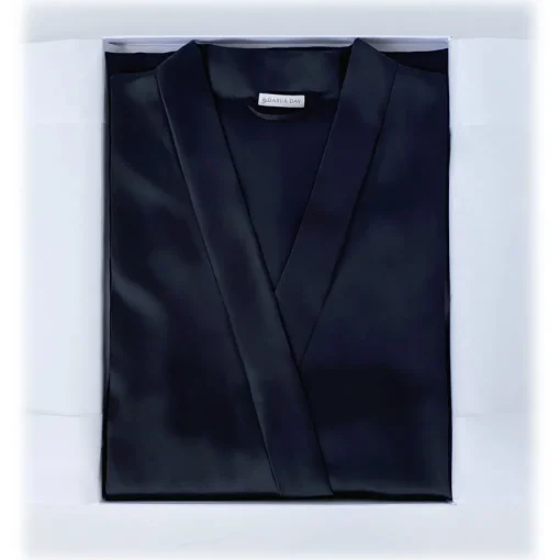 by Dariia Day - Long Silk Robe - Midnight Black - Fashion - New Collection - Mulberry Silk - Artisan Silk Robe - Luxury - Avvenice