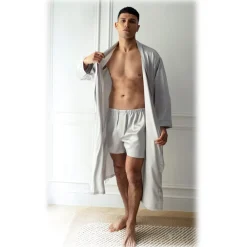 by Dariia Day - Silk Boxers - Silver Grey - Fashion - New Collection - Mulberry Silk - Artisan Silk Boxers - Luxury - Avvenice