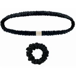 by Dariia Day - Silk Headband and Scrunchie Set - Midnight Black - Mulberry Silk - Silk Headband and Scrunchie - Luxury - Avvenice^ Other Accessories
