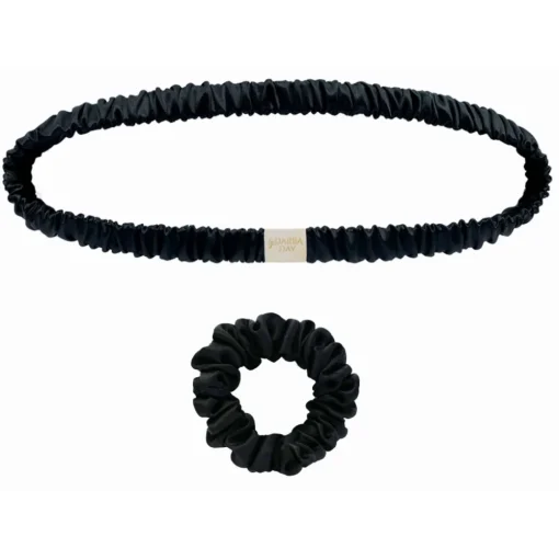 by Dariia Day - Silk Headband and Scrunchie Set - Midnight Black - Mulberry Silk - Silk Headband and Scrunchie - Luxury - Avvenice^ Other Accessories