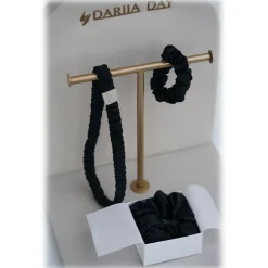 by Dariia Day - Silk Headband and Scrunchie Set - Midnight Black - Mulberry Silk - Silk Headband and Scrunchie - Luxury - Avvenice^ Other Accessories