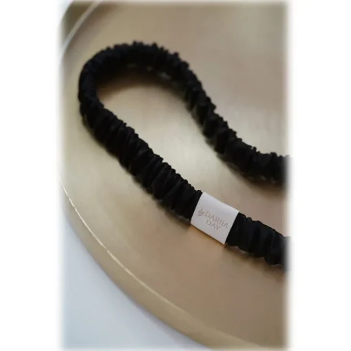 by Dariia Day - Silk Headband and Scrunchie Set - Midnight Black - Mulberry Silk - Silk Headband and Scrunchie - Luxury - Avvenice^ Other Accessories