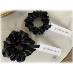 by Dariia Day - Silk Headband and Scrunchie Set - Midnight Black - Mulberry Silk - Silk Headband and Scrunchie - Luxury - Avvenice^ Other Accessories