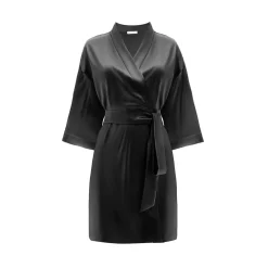 by Dariia Day - Silk Robe - Black Midnight - Fashion - New Collection - Mulberry Silk - Artisan Silk Robe - Luxury - Avvenice