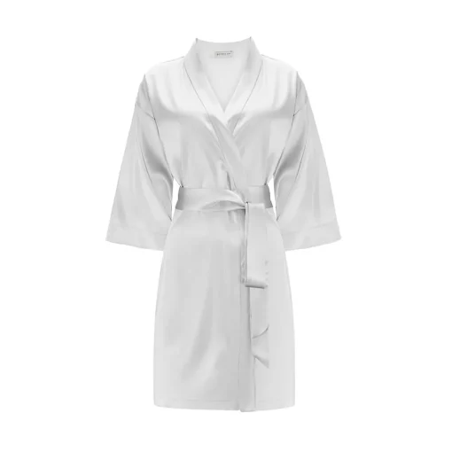 by Dariia Day - Silk Robe - Silver Grey - Fashion - New Collection - Mulberry Silk - Artisan Silk Robe - Luxury - Avvenice