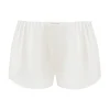 by Dariia Day - Silk Shorts - Powder White - Fashion - New Collection - Mulberry Silk - Artisan Silk Shorts - Luxury - Avvenice^ Trousers