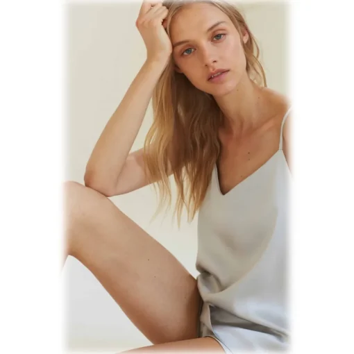 by Dariia Day - Silk Top - Silver Grey - Fashion - New Collection - Mulberry Silk - Artisan Silk Top - Luxury - Avvenice