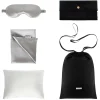 by Dariia Day - Silk Travel Set - Silver Grey - Fashion - New Collection - Mulberry Silk - Artisan Silk Travel Set - Luxury - Avvenice^ Bedding