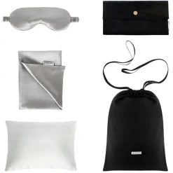 by Dariia Day - Silk Travel Set - Silver Grey - Fashion - New Collection - Mulberry Silk - Artisan Silk Travel Set - Luxury - Avvenice^ Bedding