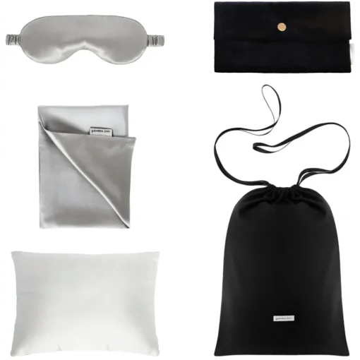 by Dariia Day - Silk Travel Set - Silver Grey - Fashion - New Collection - Mulberry Silk - Artisan Silk Travel Set - Luxury - Avvenice^ Bedding