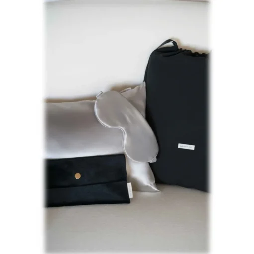 by Dariia Day - Silk Travel Set - Silver Grey - Fashion - New Collection - Mulberry Silk - Artisan Silk Travel Set - Luxury - Avvenice^ Bedding