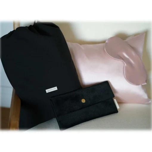 by Dariia Day - Silk Travel Set - Blush Pink - Fashion - New Collection - Mulberry Silk - Artisan Silk Travel Set - Luxury - Avvenice