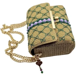 CapriNina - CapriGu - Fine Bag Handmade in Capri - Gold Embroidery Green - Handmade in Italy - Exclusive Luxury - Avvenice^ Bags & Trolley | Bags