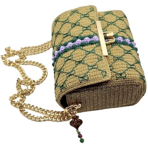 CapriNina - CapriGu - Fine Bag Handmade in Capri - Gold Embroidery Green - Handmade in Italy - Exclusive Luxury - Avvenice^ Bags & Trolley | Bags