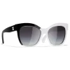 Chanel - Butterfly Sunglasses - Black White Gray - Eyewear - Avvenice