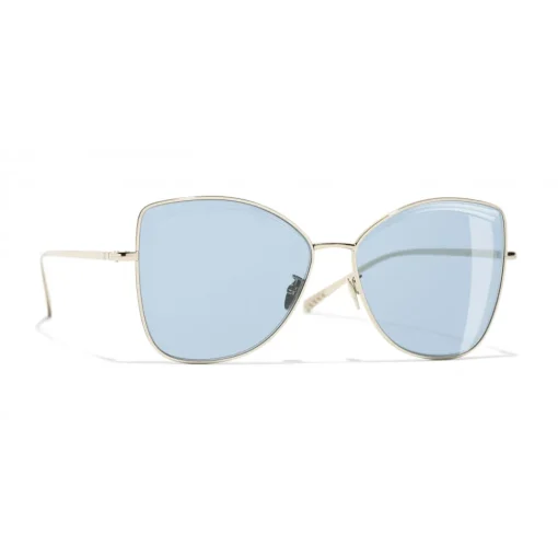 Chanel - Butterfly Sunglasses - Gold Light Blue - Eyewear - Avvenice