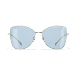 Chanel - Butterfly Sunglasses - Gold Light Blue - Eyewear - Avvenice
