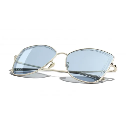 Chanel - Butterfly Sunglasses - Gold Light Blue - Eyewear - Avvenice