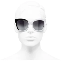 Chanel - Butterfly Sunglasses - Black White Gray - Eyewear - Avvenice