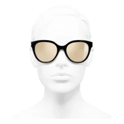 Chanel - Butterfly Sunglasses - Black Gold Mirror - Eyewear - Avvenice^ Sunglasses & Eyewear