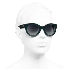 Chanel - Butterfly Sunglasses - Dark Green Gray Gradient - Eyewear - Avvenice
