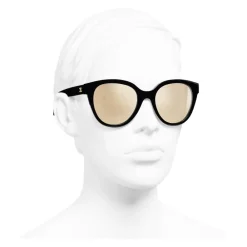 Chanel - Butterfly Sunglasses - Black Gold Mirror - Eyewear - Avvenice^ Sunglasses & Eyewear